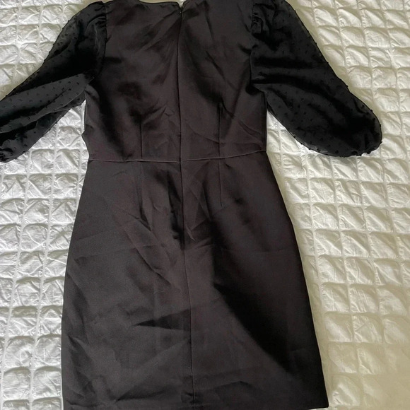 ASOS black chiffon sleeve front tie mini dress - Picture 6 of 9